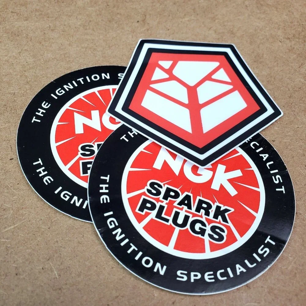 Lot of 3 NGK Spark Plugs Racing Decals Stickers NHRA Nascar Hot Rod Tool Box 3